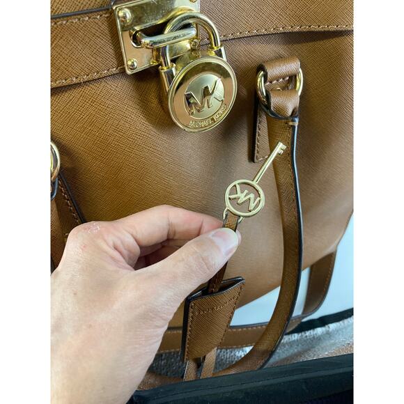 MICHAEL KORS, HAMILTON LARGE BROWN LEATHER SHOULDER BAG ASIS - Picture 15 of 15